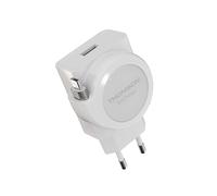 Thomson Go Charger Chargeur Rapide 22,5W avec USB-C & USB-A, Câble Rétractable 90 cm (6 Niveaux), Compatible iPhone & Android, Power Delivery, Quick Charge 3.0, Design Compact - Blanc