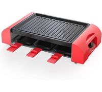THOMSON Gril à raclette pour 6 personnes - appareil à raclette moderne (électrique) avec plaque de gril, jusqu'à 210° C & 1000 Watt de puissance, gril à raclette avec 6 poêlons, couleur : rouge