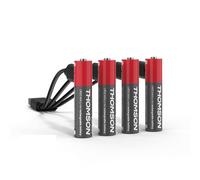 THOMSON Power+ Piles Lithium Rechargeables USB-C, Multi usages, 930 mWh, 1,5V Stable, Pack de 4 AAA LR03, câble Inclus, Jouets et télécommande, Garantie 5 Ans