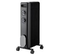 THOMSON - Radiateur mobile bain d'huile CALISTA 2000W noir, protection contre le renversement et la surchauffe, avec thermostat réglable, silencieux, avec roulettes