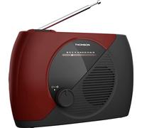 THOMSON Radio Portable FM, Tuner Analogique, Secteur ou Piles - Poste Compact pour Écoute en Tous Lieux, Couleur Rouge et Noir - RT353