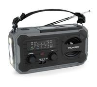 THOMSON Radio Solaire d’Urgence Portable, Survie Dynamo FM/AM, Lampe Torche LED, Alarme SOS, Batterie Rechargeable 4000mAh et Chargeur Smartphone USB-C, pour Camping, Dépannage - Gris - RT280G