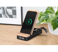 THOMSON Réveil Chargeur Induction 3 en 1 sans Fil 15W, Station de Charge Rapide pour iPhone/Android, Samsung et Apple Watch, Réveil Matin, Support Pliable et Port USB-C. pour Bureau ou Chevet - C850i