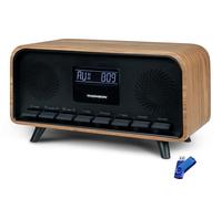 Thomson RT850BT - Radio-réveil & Enceinte Bluetooth Vintage 30W avec Radio FM et Double Alarme + clé USB 32 gigas
