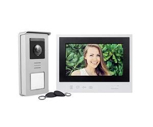 Thomson Smart Bracket 2, Visiophone Filaire, Interphone Vidéo 2 Fils, Écran Tactile 7 Pouces, Accès RFID avec 5 Badges, Vision Nocturne Couleur, Double Commande Portail et Gâche, Noir