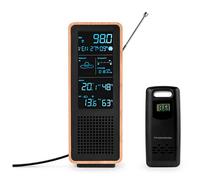 Thomson Enceinte Bluetooth 5.3, station météo WS102TBK – Radio FM, thermo/hygro int./ext., bois Noir