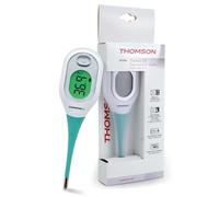 THOMSON Thermo D3 Thermomètre Digital - Fièvre Bébé Enfant Adulte - Mesure Rapide <10s, Haute Précision - Écran LCD Rétroéclairé 3 Couleurs - Mémoire - Usage Oral Axillaire Rectal - Étanche IP27