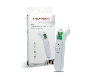 THOMSON Thermo FH2 - Thermomètre sans Contact - Instantané, Précis - Mode Objet et Corporel - Alarme de Fièvre, 3 Couleurs - Écran LCD Rétro-Éclairé pour Mesures de Nuit