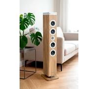 THOMSON Tour de Son Bluetooth 5.3 avec Lecteur CD, Enceinte Colonne HiFi 60W, Radio FM, Port Aux et USB, MP3 et Télécommande, Horloge, Pied Lumineux LED - Blanc et Bois - DS220CD
