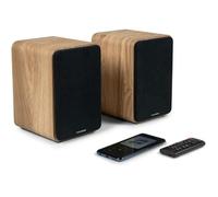 THOMSON WS602DUO - Ensemble de 2 enceintes avec caisson en bois - 100W - Bluetooth 5.0 - 2 sorties RCA - Bois clair