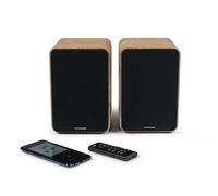 THOMSON WS602DUO - Ensemble de 2 enceintes avec caisson en bois - 100W - Bluetooth 5.0 - 2 sorties RCA - Bois clair