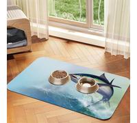Thon Rouge océan,Tapis d'alimentation imperméable pour Animaux de Compagnie, Sets de Table pour Chats et Chiens pour la Nourriture et l'eau, Tapis de Nourriture en Cuir PU,40x60cm