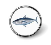 Thon Thunnus Badges décoratifs, badge rond en alliage d'aluminium durable, broche bouton légère pour chemises, vestes, chapeaux, uniformes 1"