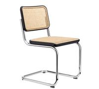 Thonet Chaise à piétement luge S 32 V - Patins en plastique noir avec feutre - Hêtre noir (TP29) teinté