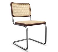 Thonet Chaise à piétement luge S 32 V - sans patins - Hêtre teinté acajou (TP 34).