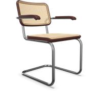 Thonet Chaise à piétement luge S 64 V - Hêtre teinté acajou (TP 34).