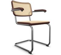 Thonet Chaise à piétement luge S 64 V - Hêtre teinté acajou (TP 34). - Patins en plastique noir avec feutre