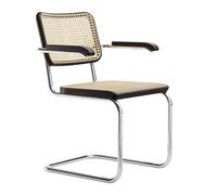 Thonet Chaise à piétement luge S 64 V - Hêtre teinté brun foncé (TP 89).