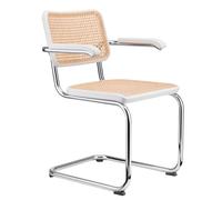 Thonet Chaise à piétement luge S 64 V - Patins en plastique noir avec feutre - Hêtre blanc (TP 200) émaillé