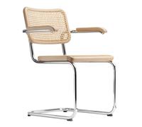 Thonet Chaise à piétement luge S 64 V - Patins en plastique noir avec feutre - Hêtre laqué clair