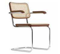 Thonet Chaise à piétement luge S 64 V - sans patins - Hêtre noyer (TP 24) teinté
