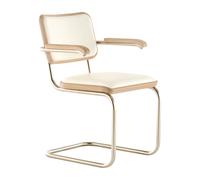 Thonet Chaise cantilever avec accourdoirs S 64 P Nordic JS. THONET a personal Interpretation by Jil Sander blanc albâtre accoudoirs en chêne pigmenté blanc