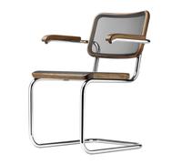 THONET chaise luge avec accoudoirs S 64 N (Tissu maille et hêtre I - Tube en acier)