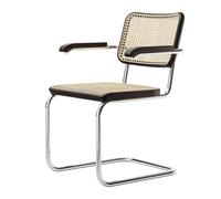 THONET chaise luge avec accoudoirs S 64 V (Rotin tressé et hêtre I - Tube en acier)