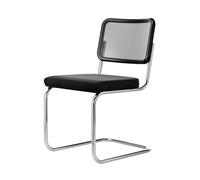 THONET chaise luge S 32 SPVN avec assise et dossier rembourrés en tissu mesh (Tissu I et hêtre I - Tube en acier)