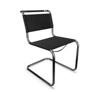 THONET chaise S 33 (Black - Cuir pleine fleur et acier chromé)