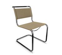 THONET chaise S 33 (Mud grey - Cuir pleine fleur et acier chromé)