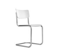 Thonet Chaise S 43 - Patins en plastique noir avec feutre - Hêtre blanc (TP 200) émaillé
