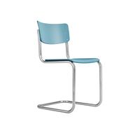 Thonet Chaise S 43 - Patins en plastique noir avec feutre - Hêtre bleu ciel (TP 250)