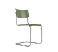 Thonet Chaise S 43 - Patins en plastique noir avec feutre - Hêtre vert olive (RAL 6003)