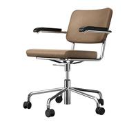 THONET chaise sur roulettes S 64 PVDR avec accoudoirs et rembourrage complet (Tissu IV et hêtre I - Tube en acier)