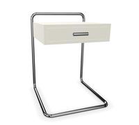THONET chevet B 117 (Blanc RAL 9010 - Bois laqué à pores fermés et acier chromé)