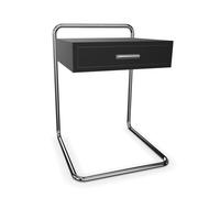 THONET chevet B 117 (Noir RAL 9005 - Bois laqué à pores fermés et acier chromé)