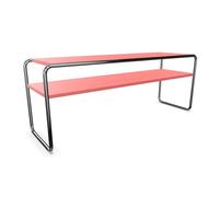 THONET table basse B 10/1 (Coral red - Hêtre II and acier chromée)