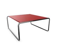 THONET table basse B 20 A (Rouge RAL 3013 - Frêne laqué à pores ouverts et acier chromé)