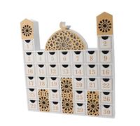 Thonlai Calendrier de Compte à Rebours en Bois du Ramadan, Forme de Mosquée élégante avec Lumière LED, 33,5 X 14,2 X 5,36 Cm, Tiroir de Rangement pour Le Compte à Rebours du Ramadan (JM01507)