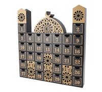 Thonlai Calendrier de Compte à Rebours en Bois du Ramadan, Forme de Mosquée élégante avec Lumière LED, 33,5 X 14,2 X 5,36 Cm, Tiroir de Rangement pour Le Compte à Rebours du Ramadan (JM01508)