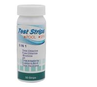 Thonlai de Test D'eau 6 en 1 pour Piscine et Spa, Chlore Libre, Brome, | Teste 6 paramètres : Chlore Total, dureté Totale, Acide Cyanurique, 50 par Bouteille, Méthode de Trempage et de Lecture