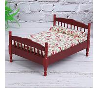 Thonlai Lit de Maison de Poupée, 12 Mini Meubles de Chambre à Coucher avec Une Apparence Nouvelle et Une Fabrication Exquise, pour la Décoration du Salon et de la Chambre à Coucher (Brun)