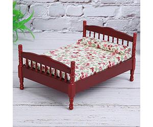 Thonlai Lit de Maison de Poupée, 12 Mini Meubles de Chambre à Coucher avec Une Apparence Nouvelle et Une Fabrication Exquise, pour la Décoration du Salon et de la Chambre à Coucher (Brun)