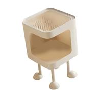 Thonlai Mini Table D'appoint, Petite Table de Chevet en Métal avec Couche Intermédiaire Ouverte et Verre Transparent, pour Dortoir, Salon, Chambre à Coucher, Décoration D'intérieur (Verre Blanc et