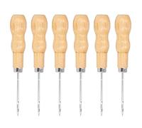 Thonlai Poinçon de Couture en Cuir, Ensemble D'outils à Main avec Manche en Bois 10 Pièces avec Poignée Ergonomique, pour Réparer le Harnais de Selle D'équipement de Camping en Plein Air