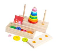 Thonlai Tour en Bois de Jeu de Puzzle à 10 Anneaux, Jouet de Bloc de Pensée Logique éducatif Précoce pour Les Enfants, avec Un Matériau en Bois Sûr pour la Maternelle à L'école à (Grande Taille)