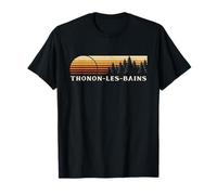 Thonon-Les-Bains, France Evergreen Vintage Sunset T-Shirt