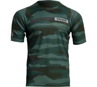 Thor Assist Camo Maillot vélo à manches courtes, vert, taille XS pour homme