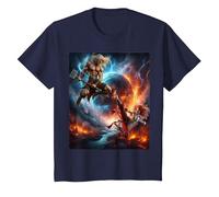 Thor Contre Loki T-Shirt, Enfant, Bleu Marine, 4 Ans